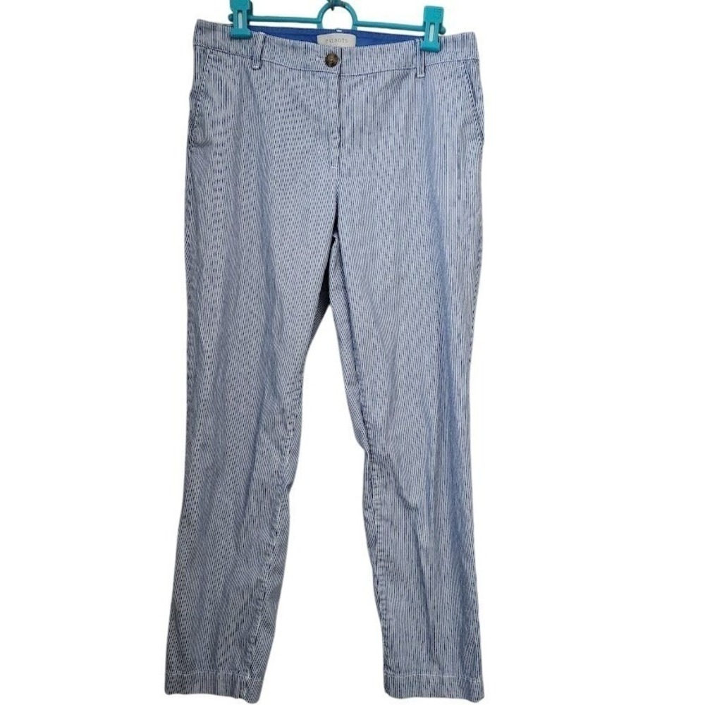 Talbots Striped Chino Pants Blue White Straight Leg Women's Size 6 F36‎